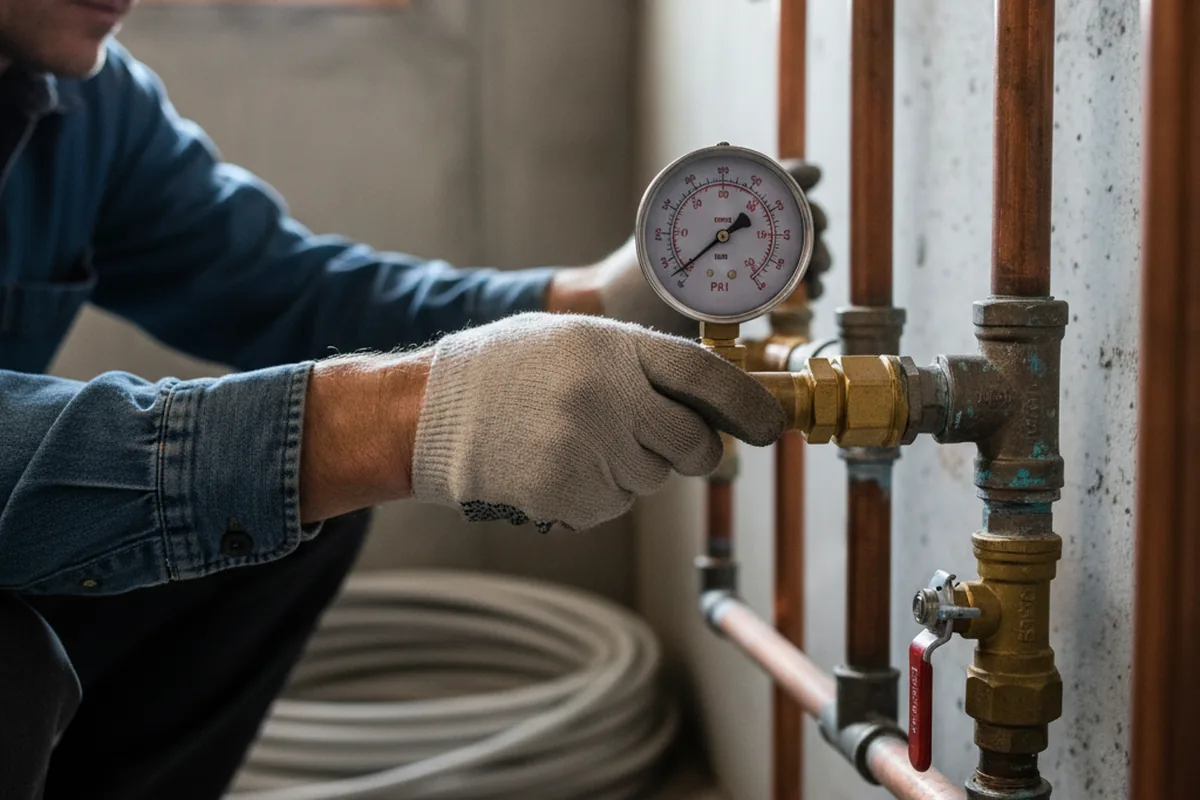 Pressure testing a repaired line during Water Line Repair in Woodstown